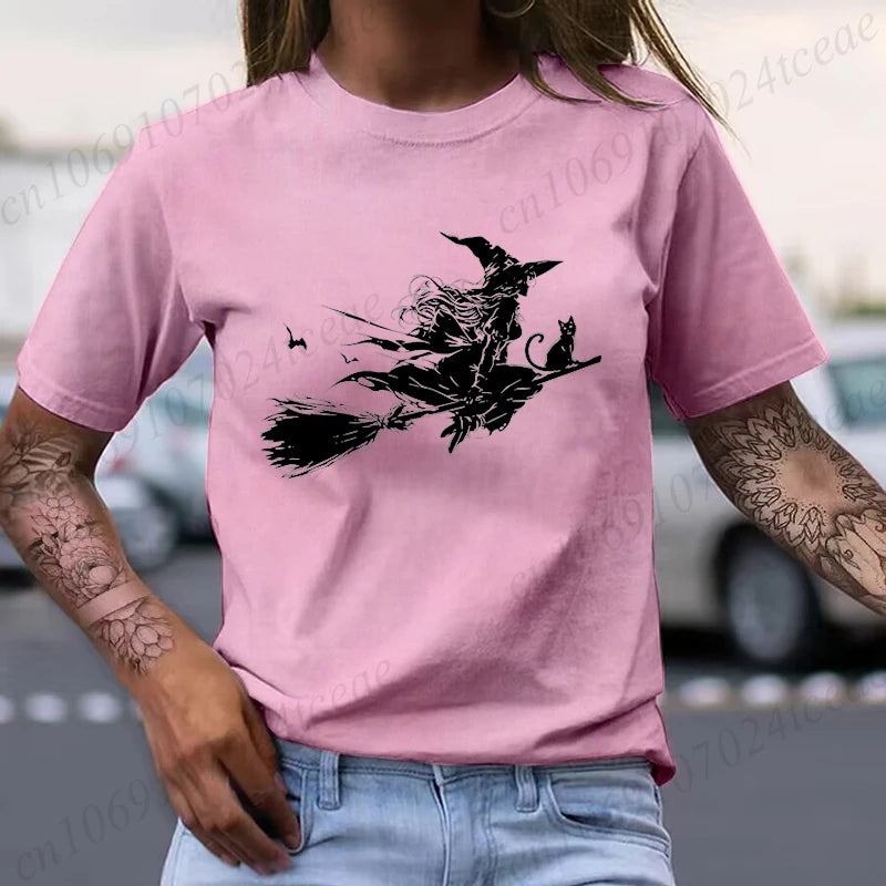 Flying Witch & Black Cat Spooky Season Shirt