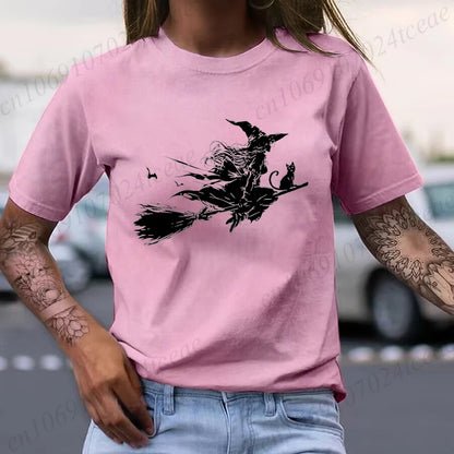 Flying Witch & Black Cat Spooky Season Shirt