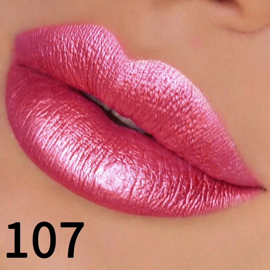 19-Color Glitter Lipstick Collection – Hydrating, Sparkling Metallic Lip Tints