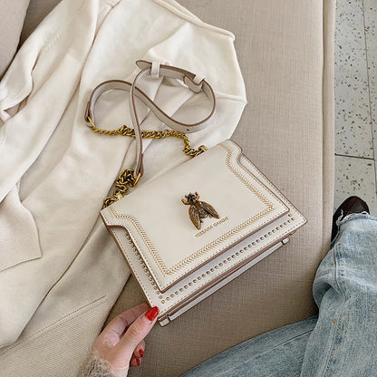 Luxury Bee Design Crossbody Handbag – Elegant Square Shoulder Bag