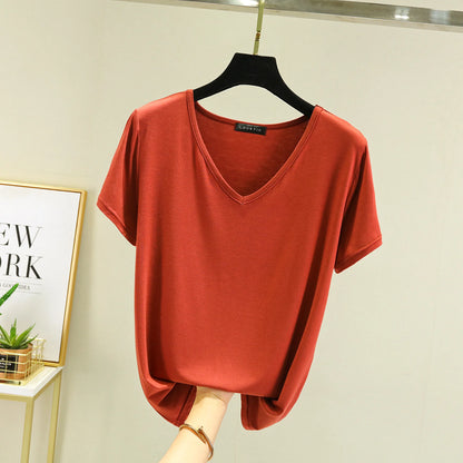 Women's Modal V-Neck Loose Fit T-Shirt