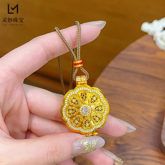 24K Real Gold Sand Dot Pendant – Classic Elegance, Timeless Craft