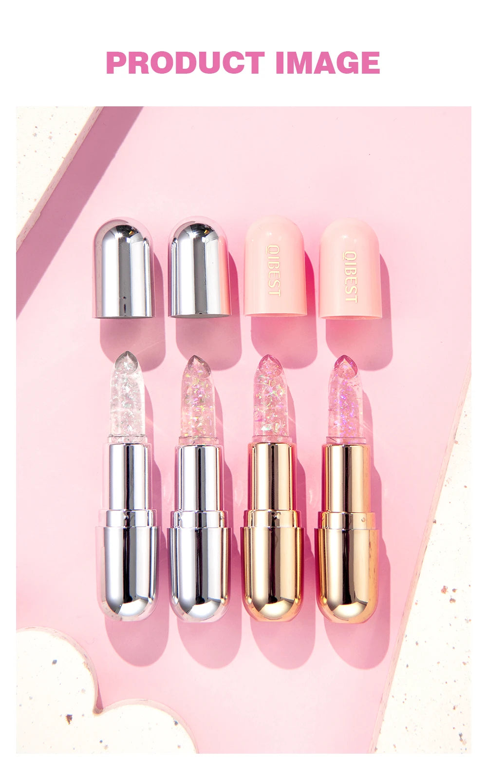 Glitter Crystal Jelly Lipstick – Color-Changing Moisturizing Lip Tint Balm