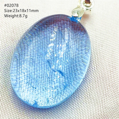 Natural Blue Topaz Quartz Pendant Necklace – Oval Healing Stone Jewelry
