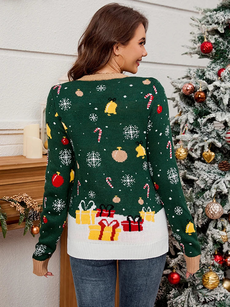 Block Ugly Christmas Sweater – Funny Santa Claus Holiday Jumper for Women