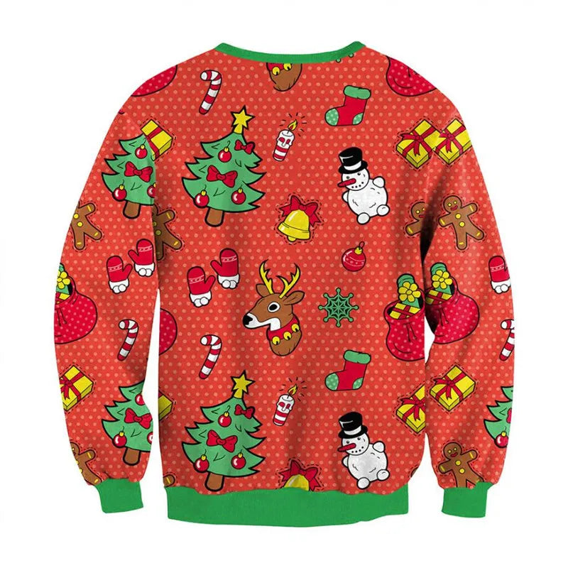 Funny Santa & Elf Ugly Christmas Sweater – Unisex Holiday Sweatshirt for Men & Women