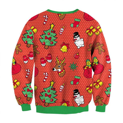 Funny Santa & Elf Ugly Christmas Sweater – Unisex Holiday Sweatshirt for Men & Women