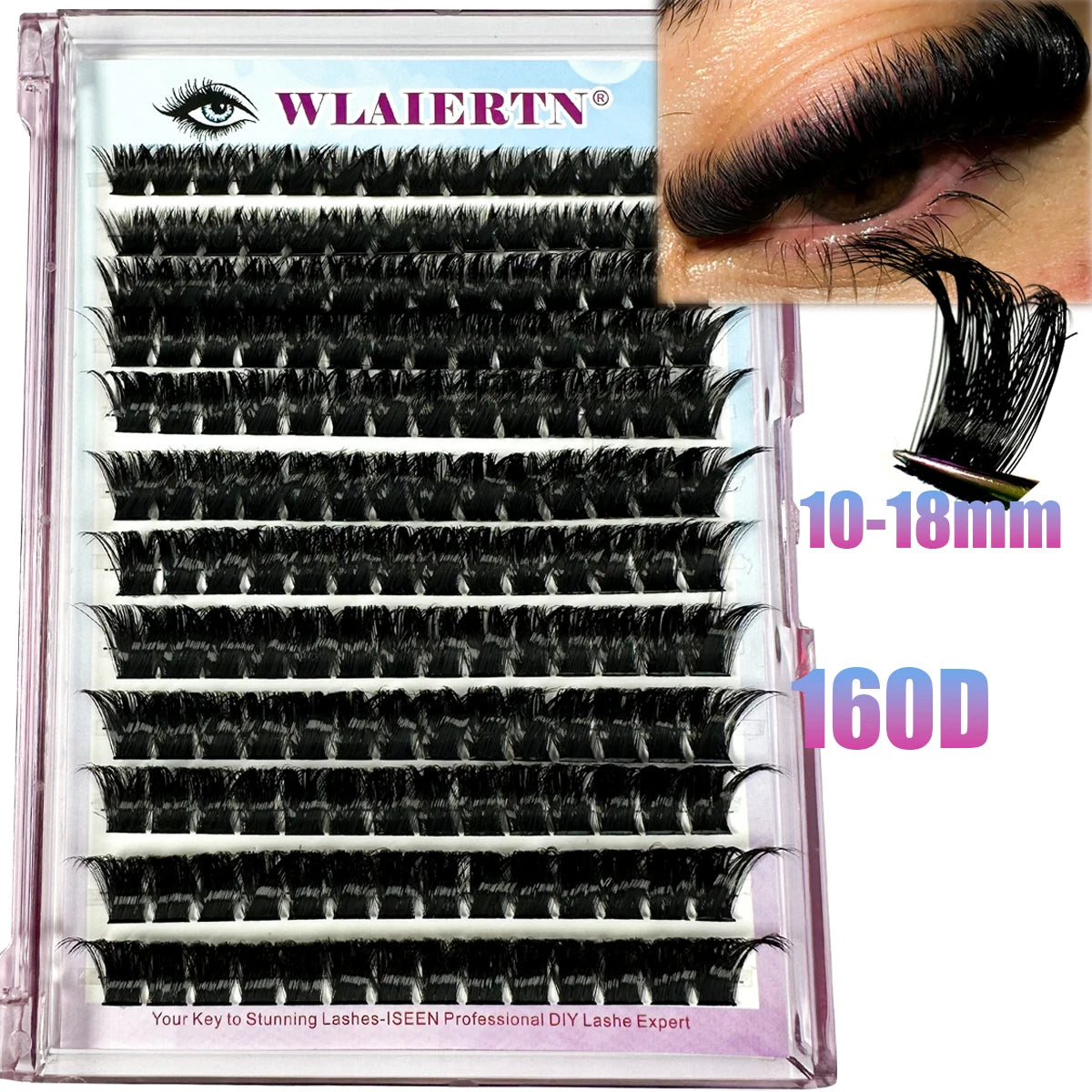 DIY 3D Fluffy Lash Clusters – 160D/90D Volume Extensions (12 Rows)