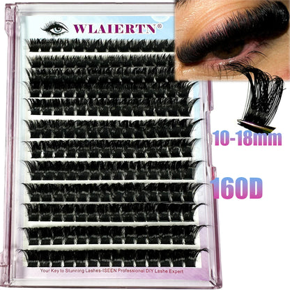 DIY 3D Fluffy Lash Clusters – 160D/90D Volume Extensions (12 Rows)