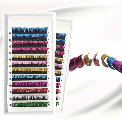 Fashion Glitter Lash Extensions – Colorful Shine, Mix Colors & Russian Volume