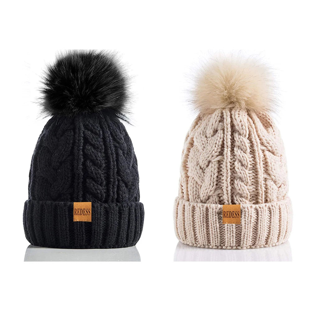 Women’s Winter Pompom Beanie Set