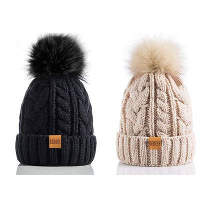 Women’s Winter Pompom Beanie Set