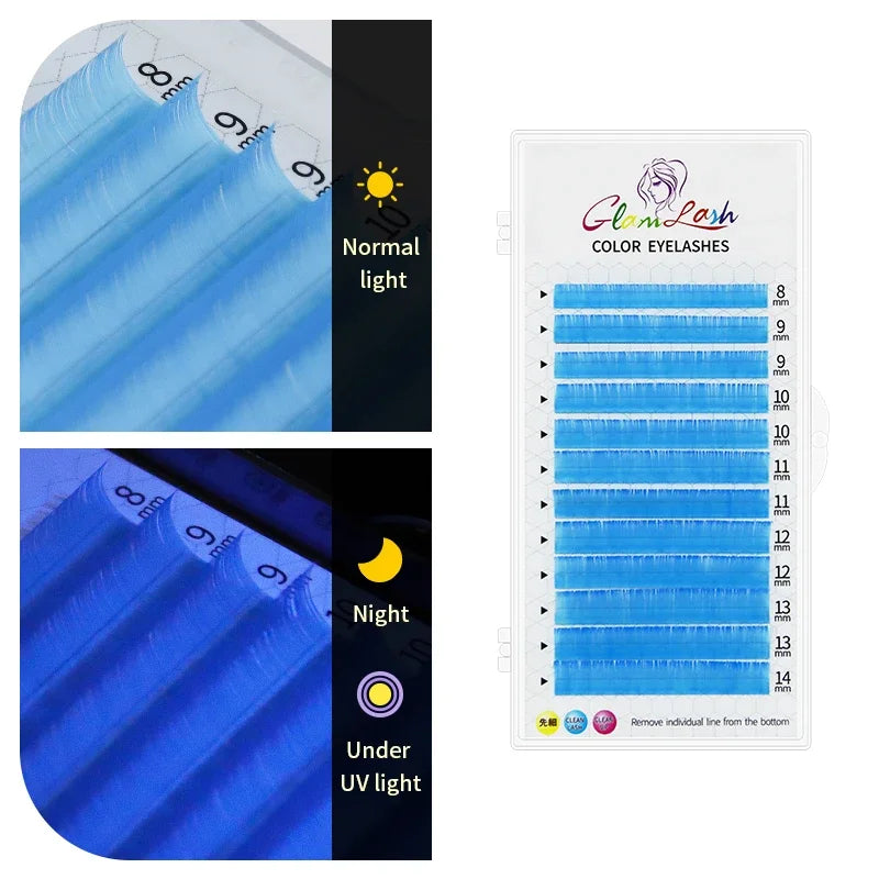 UV Blue Lash Extensions – Individual False Eyelashes for Bold, Glowing Looks