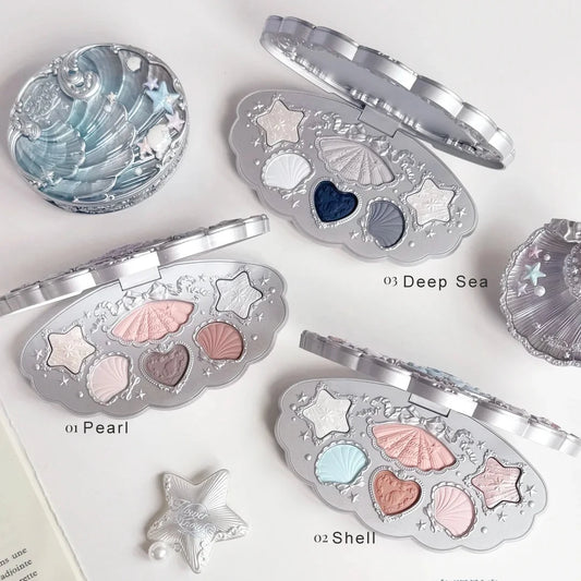 Flower Knows Shell Eyeshadow Palette – 6 Shades of Ocean-Inspired Elegance