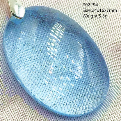 Natural Blue Topaz Quartz Pendant Necklace – Oval Healing Stone Jewelry