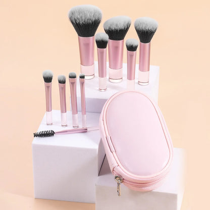 10-Piece Mini Makeup Brush Set – Portable Beauty Tools
