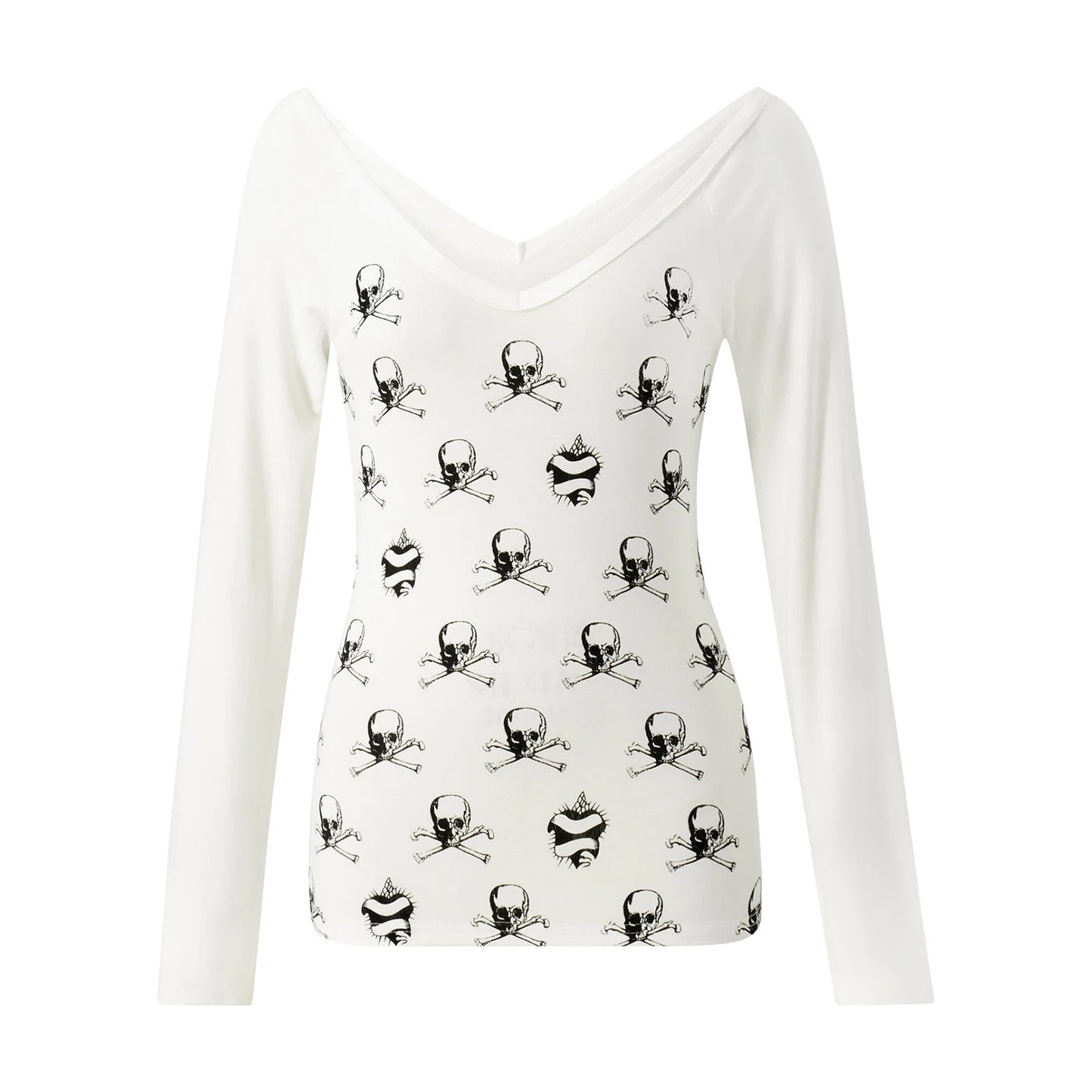 Y2K Gothic Skull Crop Top – Vintage Grunge Graphic Tee for Women