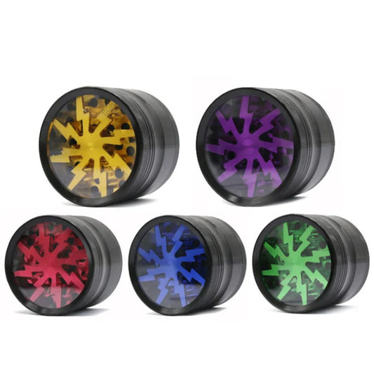 63mm Aluminum Alloy Grinder – 4-Layer Metal Herb & Spice Crusher with LED Lighting (5 Colors)