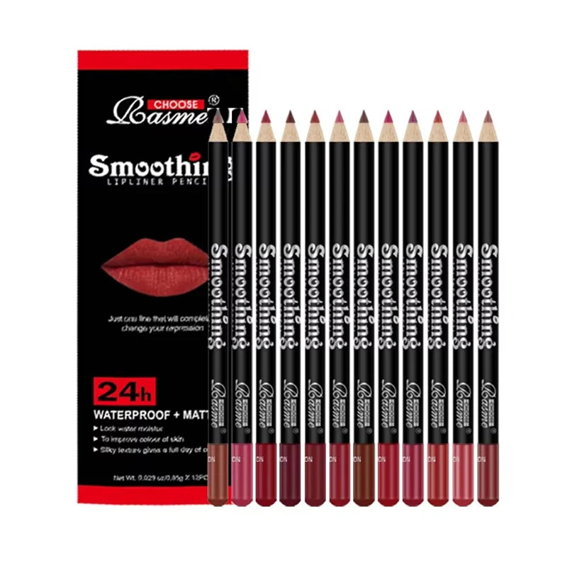 12PCS Matte Lip Liner Pencil Set