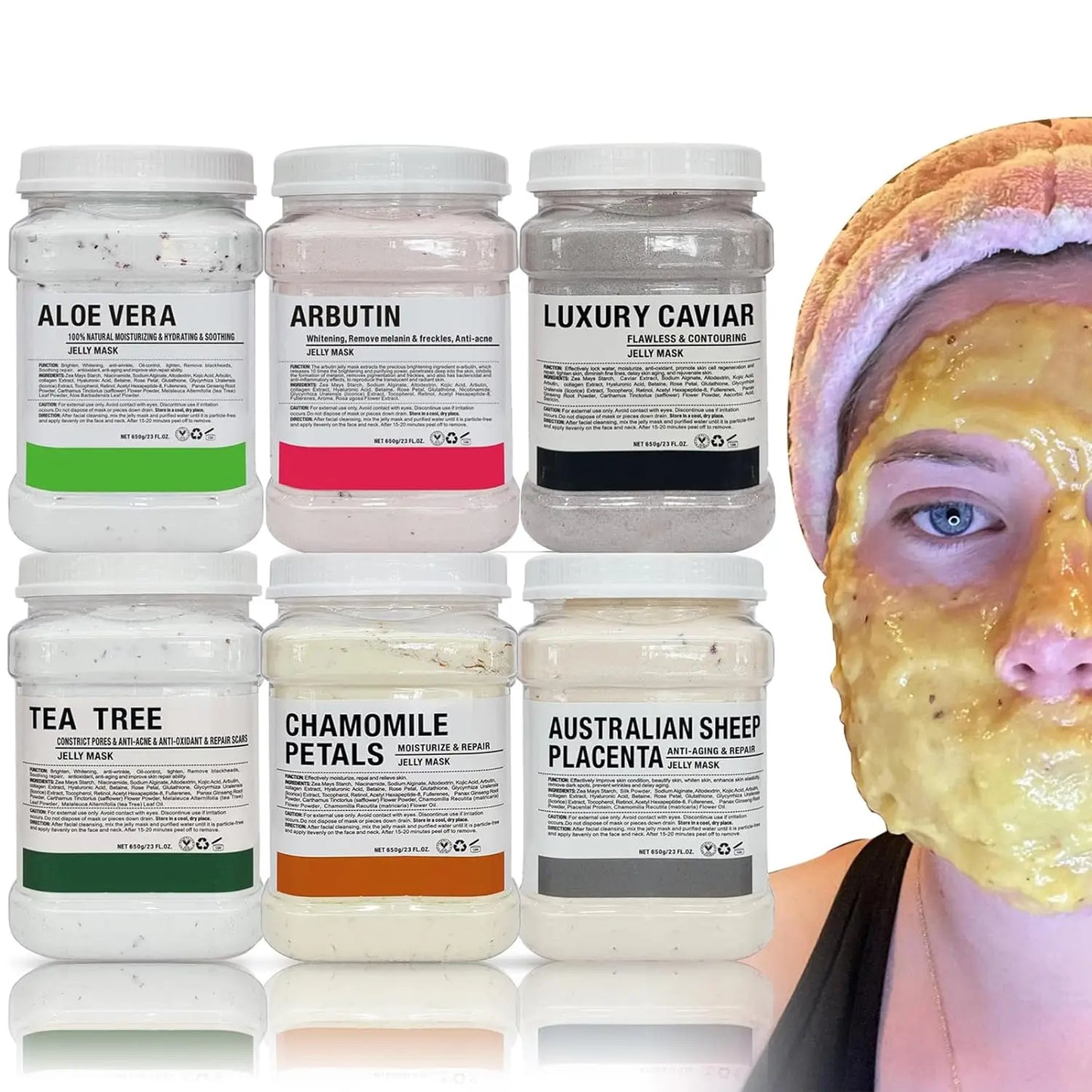 6PCS Professional Jelly Mask Powder Set – Hydrating, Whitening & Anti-Aging Peel-Off Facial Masks 💆‍♀️✨