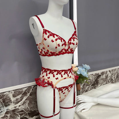 Heart Lace Embroidery Lingerie Set