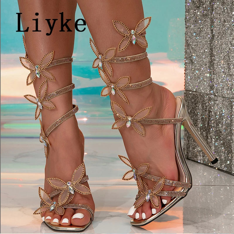 Rhinestone Butterfly Heels