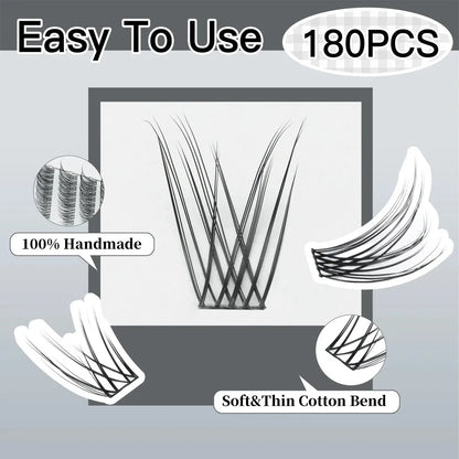 10 Rows Wispy Individual Cluster Lashes – CC Curl (12mm)