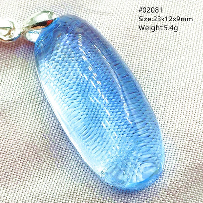 Natural Blue Topaz Quartz Pendant Necklace – Oval Healing Stone Jewelry