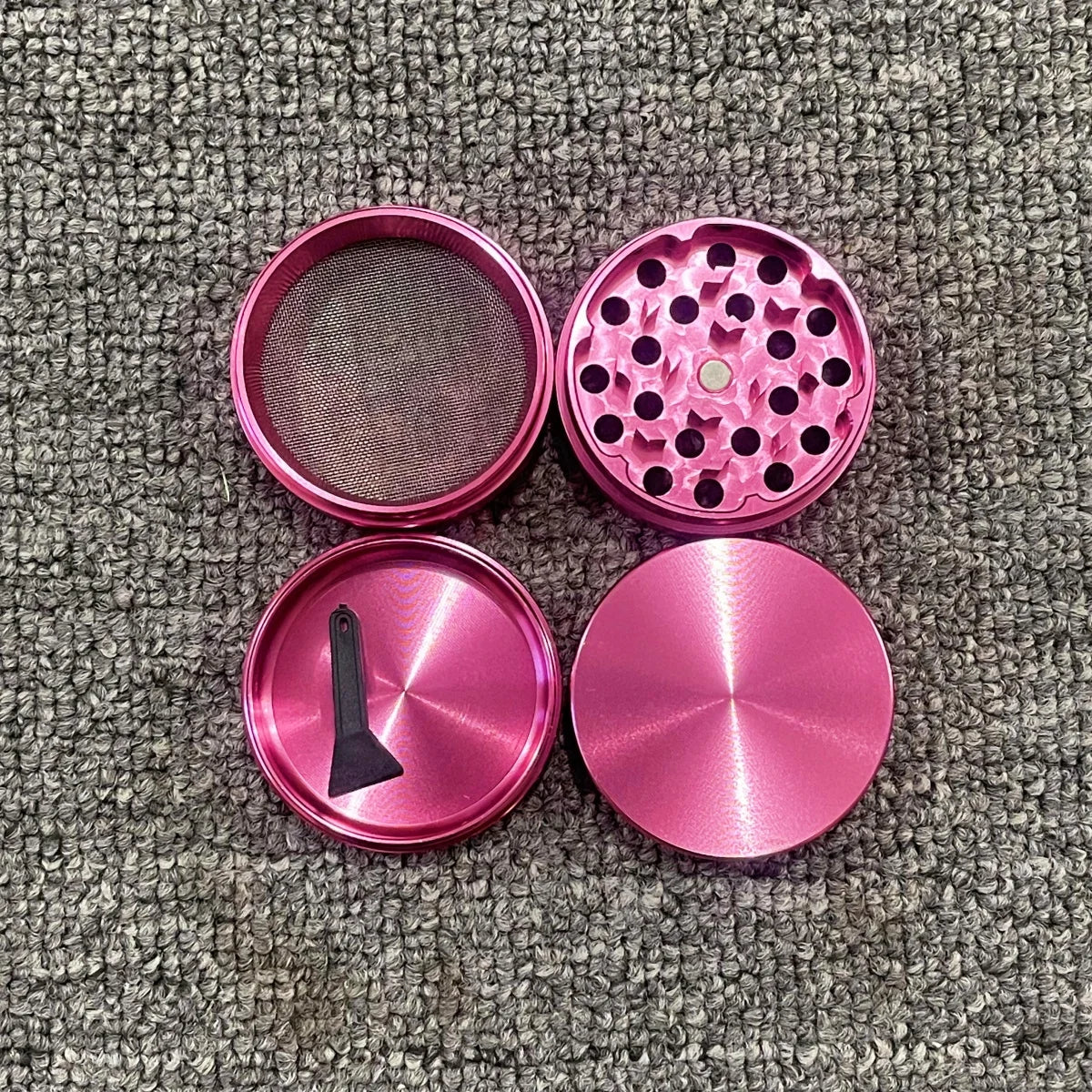 Pink Metal Herb & Spice Grinder (1.6 / 2 Inch, 4-Layer)