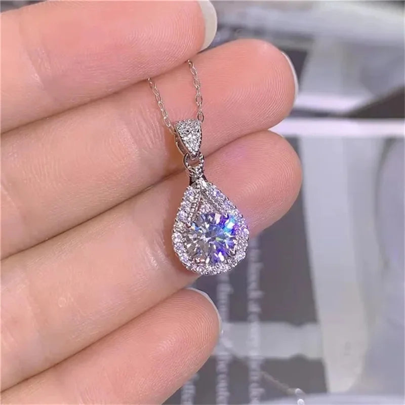 CC Cubic Zirconia Water Drop Pendant Necklace