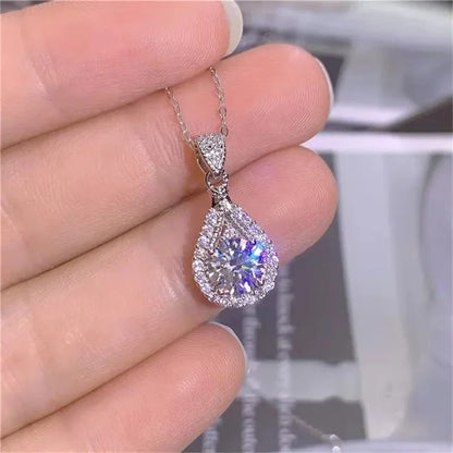 CC Cubic Zirconia Water Drop Pendant Necklace