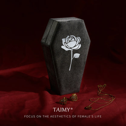 Gothic Velvet Coffin Jewelry Box – Customizable Ring & Necklace Display Case