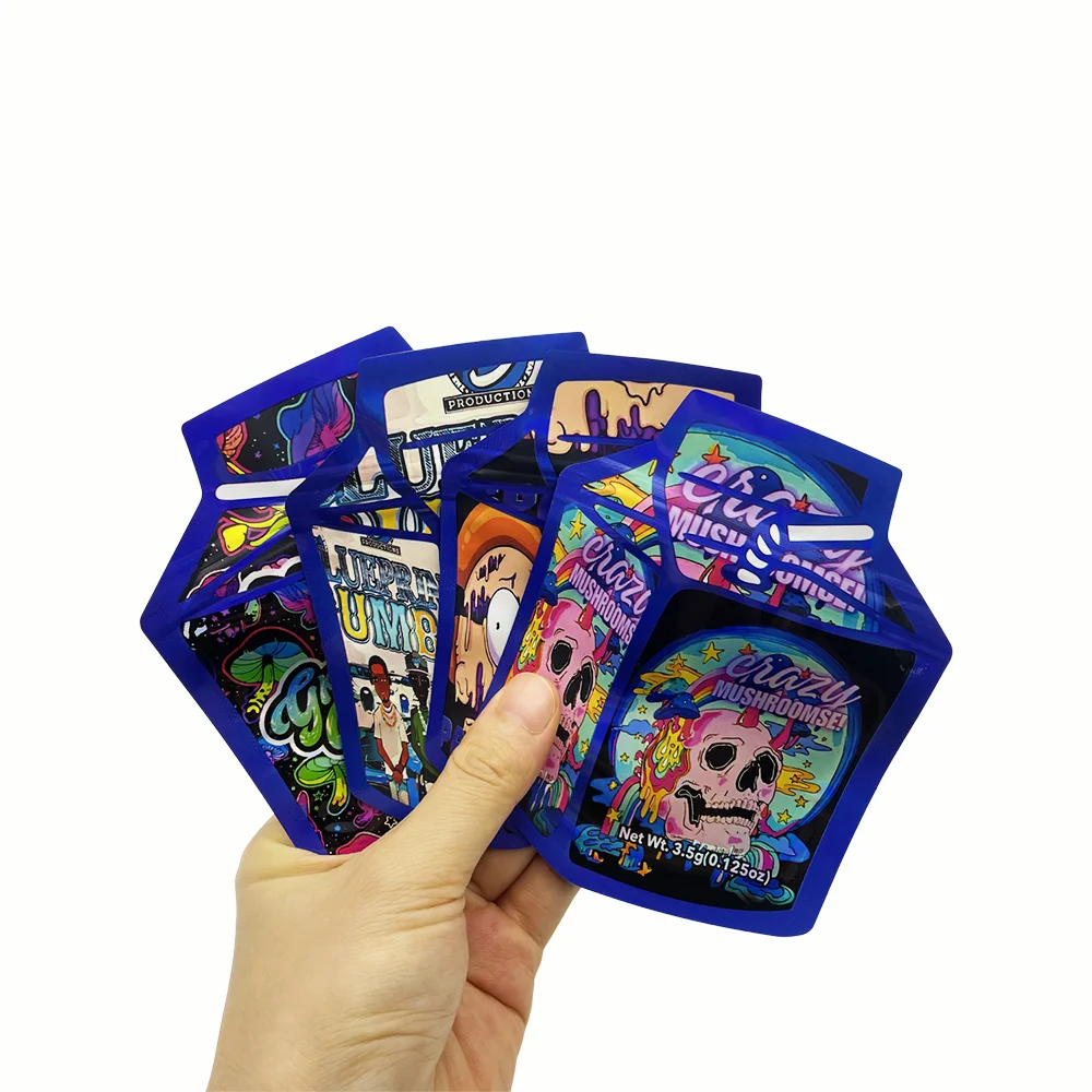 50pcs Holographic Juice Can Mylar Bags – Resealable Stand-Up Pouches