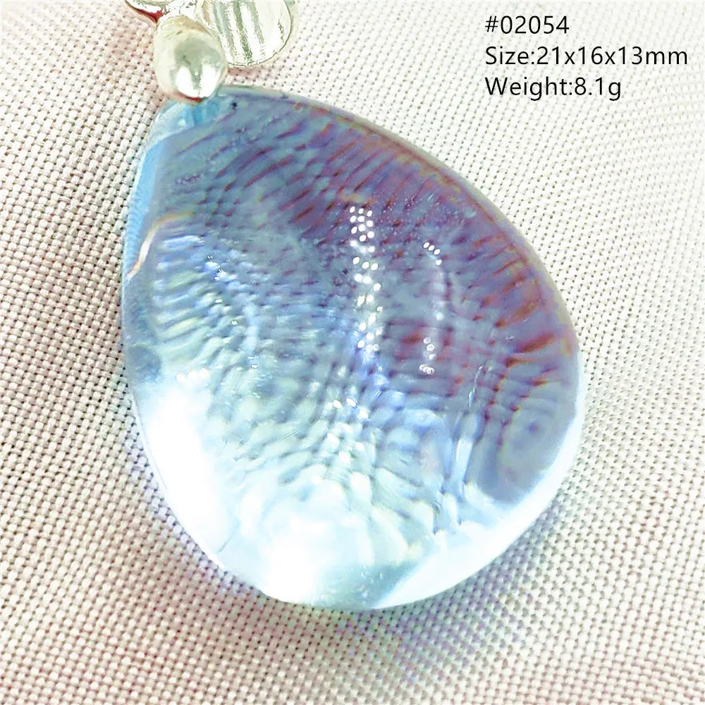 Natural Blue Topaz Quartz Pendant Necklace – Oval Healing Stone Jewelry