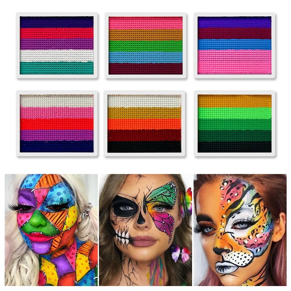 UV Glow-in-the-Dark Rainbow Face & Body Paint – Fluorescent Neon Makeup for Parties & Festivals
