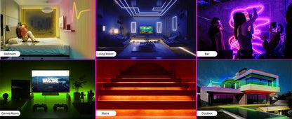 Smart App LED Strip Lights – SMD 5050 RGBIC Flexible Neon Tape with Remote Control