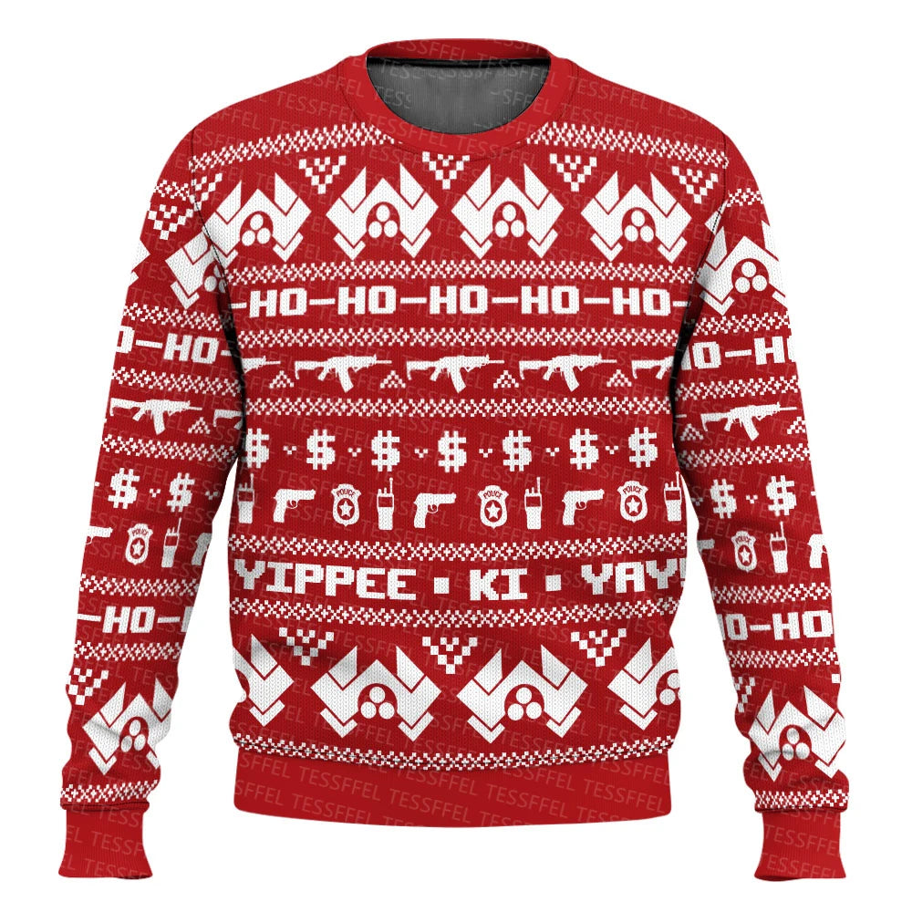3D Christmas Cosplay Ugly Sweater – Santa, Jesus & Anime Print Holiday Pullover