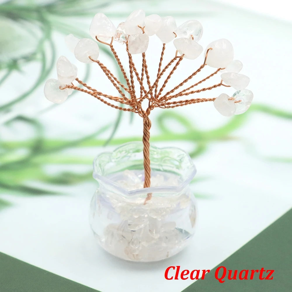 Mini Crystal Money Tree – Natural Gemstone Wire-Wrapped Decoration