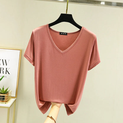 Women's Modal V-Neck Loose Fit T-Shirt
