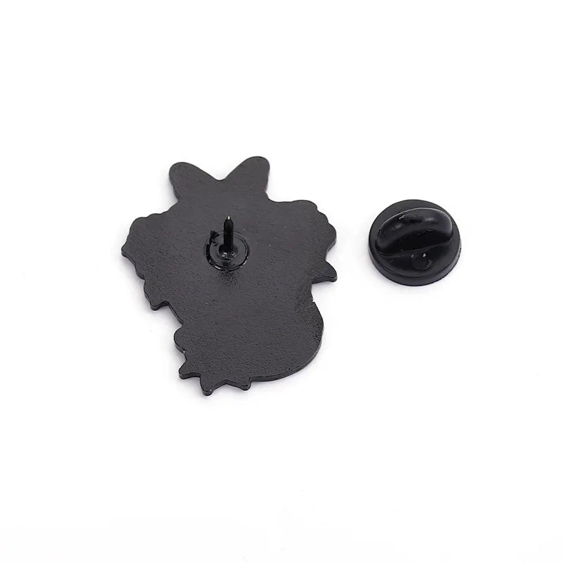 Purple Skeleton Enamel Pin – Gothic Butterfly, Mushroom & Flower Brooch