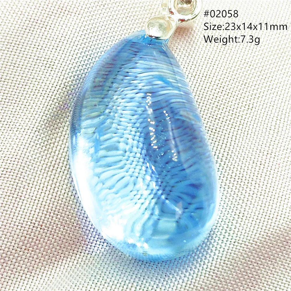 Natural Blue Topaz Quartz Pendant Necklace – Oval Healing Stone Jewelry