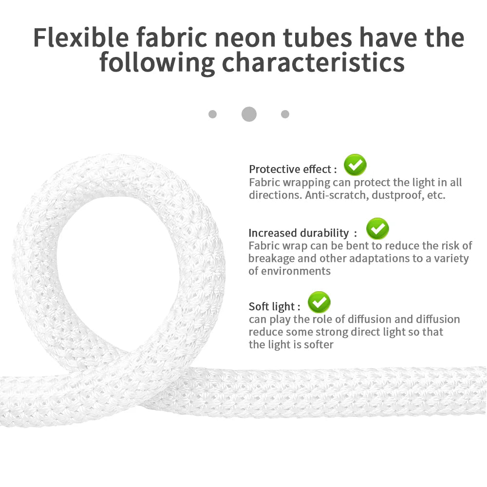 WS2812B / WS2811 5V Round Neon LED Strip – 360° RGBIC Flexible Silicone Tape, 50 LEDs/m, IP67 Waterproof