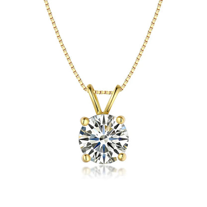 1-2CT Moissanite Pendant Necklace for Women, 14K Gold Plated