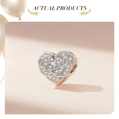 925 Sterling Silver Rainbow Heart Charm – Shine with Every Sparkle