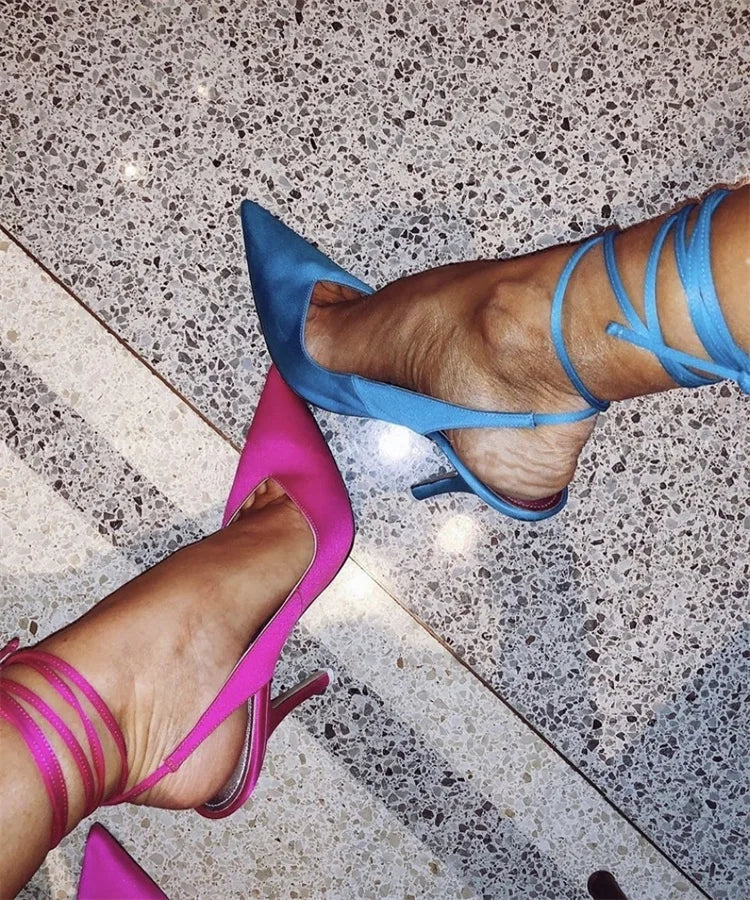 Pointed Toe Ankle Strap Party Heels