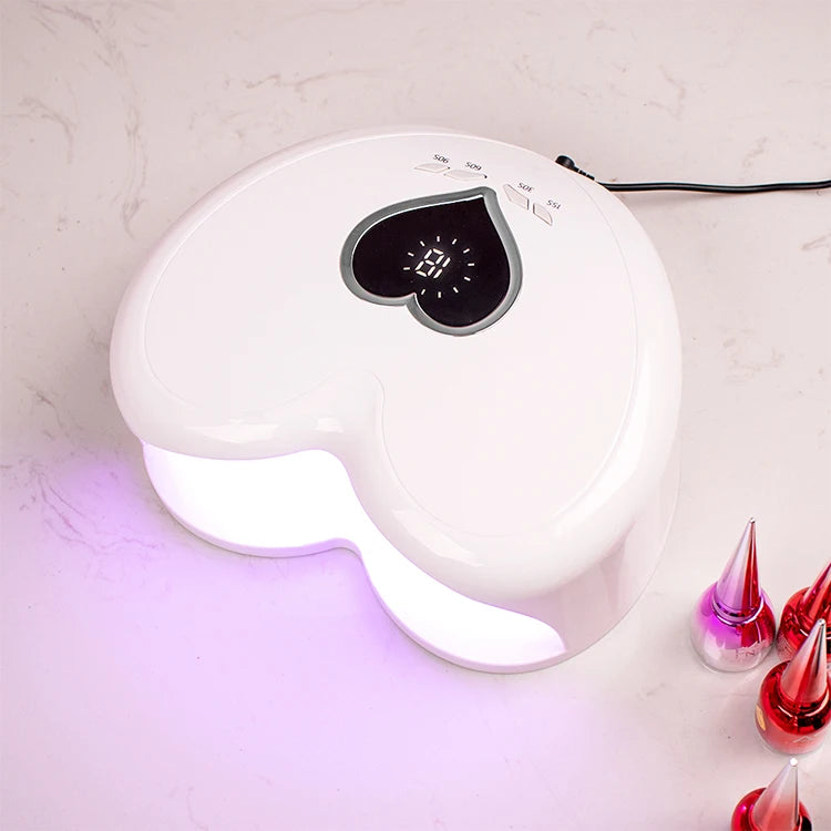 High Power 96W Heart-Shaped LED Nail Lamp – Red Light Gel Polish Dryer