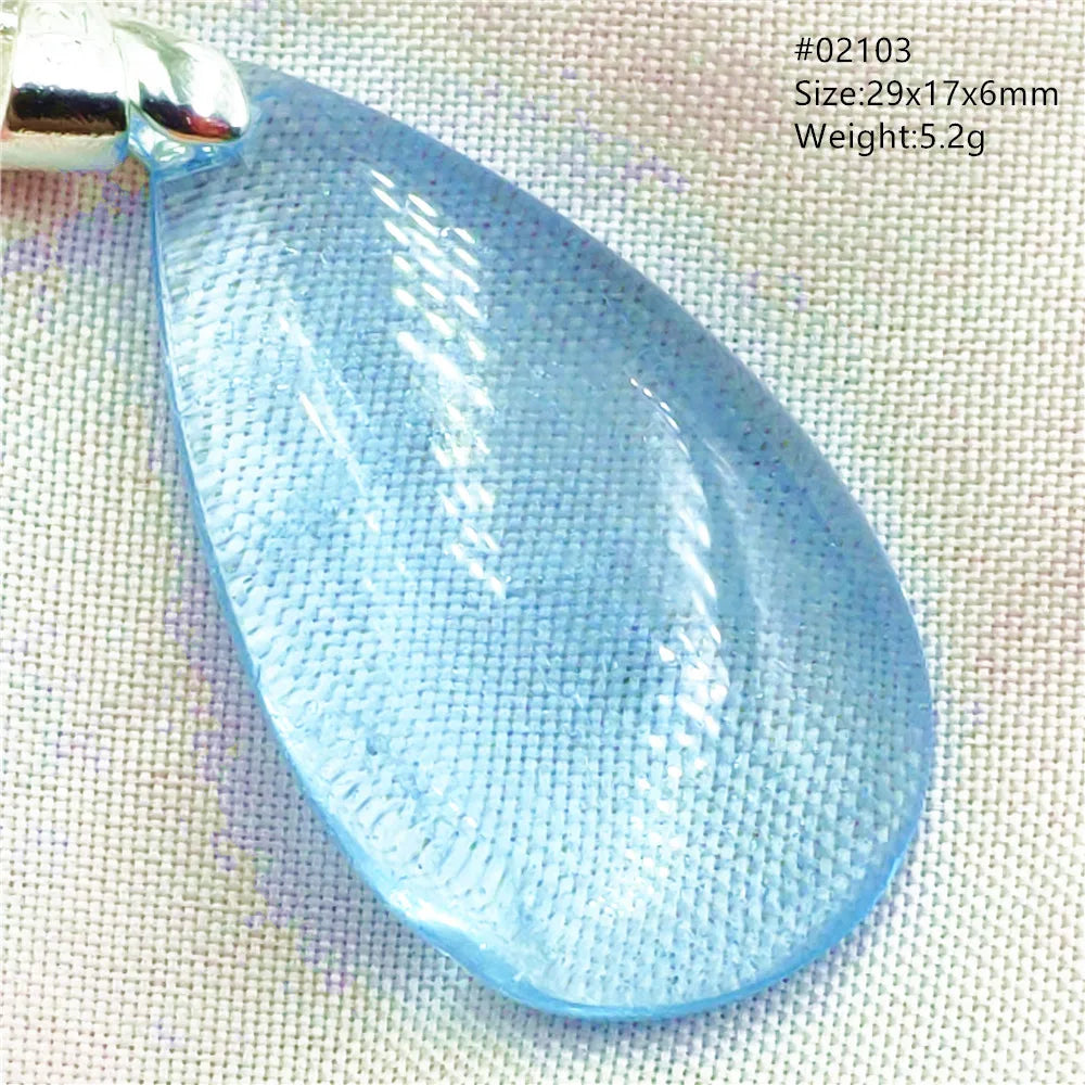 Natural Blue Topaz Quartz Pendant Necklace – Oval Healing Stone Jewelry