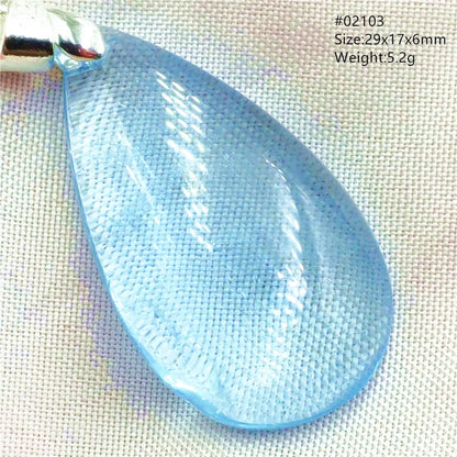 Natural Blue Topaz Quartz Pendant Necklace – Oval Healing Stone Jewelry