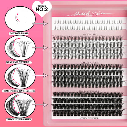 DIY Lash Cluster Extension Kit – Bond, Seal & Applicator Set (5–16mm)