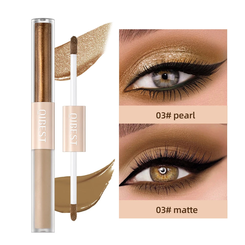 Double-Ended Glitter & Matte Eyeshadow Stick – 2-in-1 Waterproof Eye Makeup Pencil